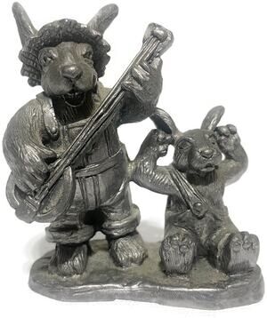 Michael Ricker Pewter Figurine Earnie and Millie Signed & Numbered 3" x 3.5"